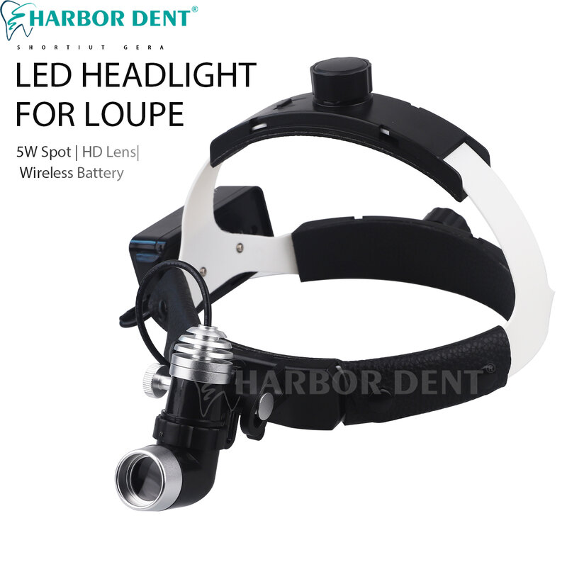 Lampada frontale a LED dentale 5W per occhialini binoculari luminosità Spot regolabile odontoiatria lampada frontale da laboratorio faro chirurgico