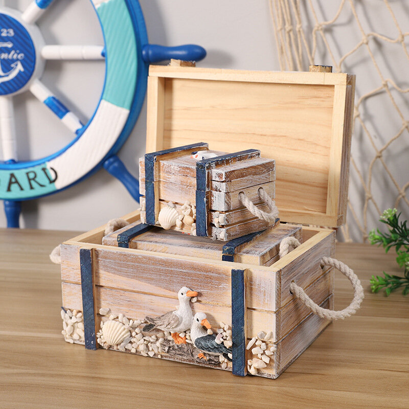 Креативный Средиземноморский ящик для хранения ювелирных изделий, коробка для украшения стола, деревянная коробка с замком, полностью ручная роспись