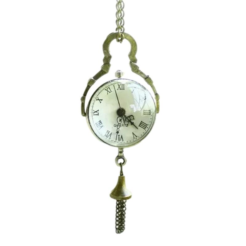Jam Tangan Saku Kalung Hadiah Bola Kaca Fisheye Alloy Vintage untuk Ulang Tahun Pria Wanita