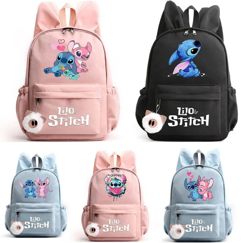 Disney Lilo Stitch zaino per ragazze ragazzi adolescente bambini zaino borse da scuola Casual viaggi orecchie di coniglio zaini Mochila