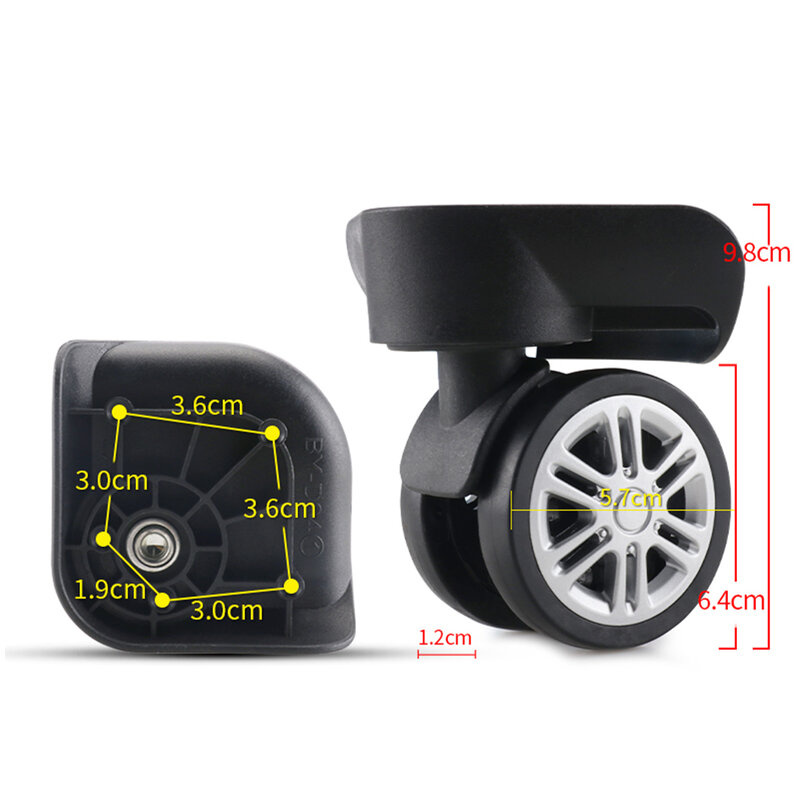 HANLUOKE W382 Trolley Case Wheel 360° Aircraft Wheel Suitable For Boarding Suitcase Trolley Silent Wear-Resistant Durable Caster