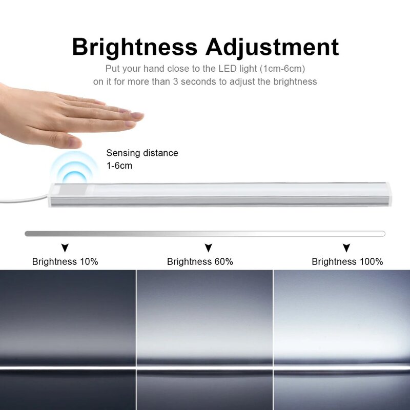 Hand Sweep Induction LED Light Bar Motion Sensor Under Cabinet Lamp for Kitchen Restroom Detector Tube Beside Table Night Light