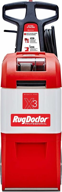 Rug Doctor X3 limpiador de alfombras comercial, Paquete grande rojo Oxy Pro, cepillo vibratorio exclusivo, exfoliante en aerosol y extracto de suciedad integrada