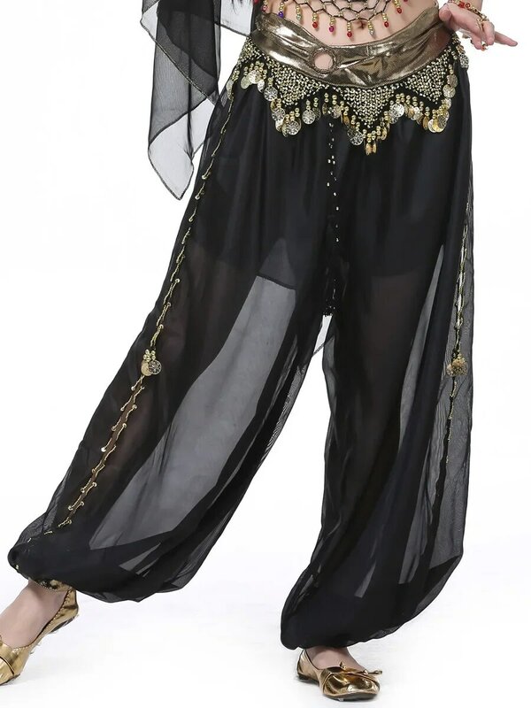 女性のための単色のダンスコスチュームパンツ、ジャズハイウエストベリーウェアアーバンラチン服、シフォンニッカーッカー