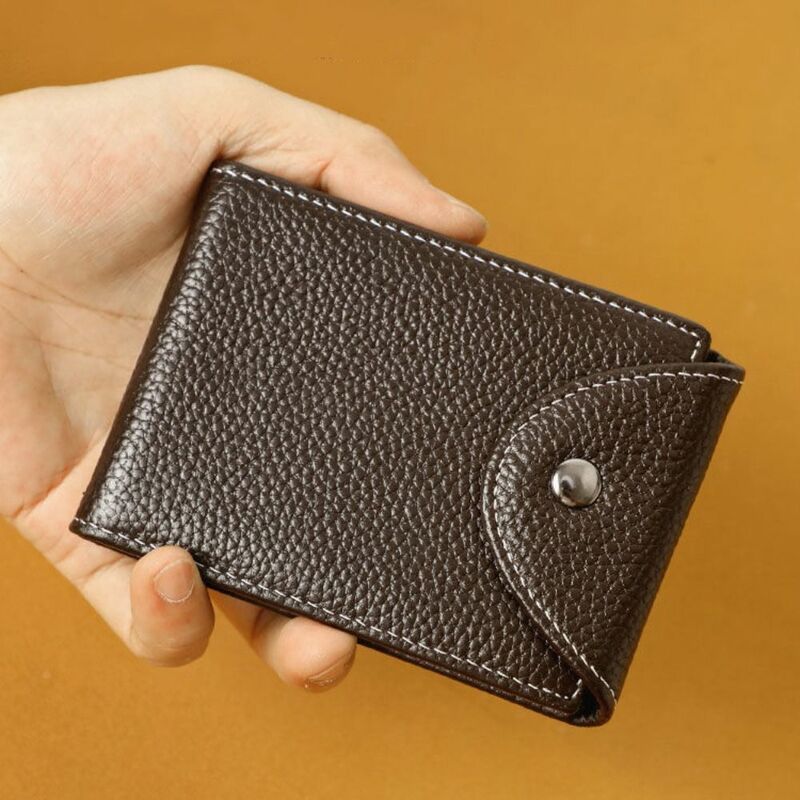 Borsa da uomo multiposizione portatile resistente all'usura portafoglio da uomo in tinta unita borsa per carte ultrasottile e durevole uso quotidiano
