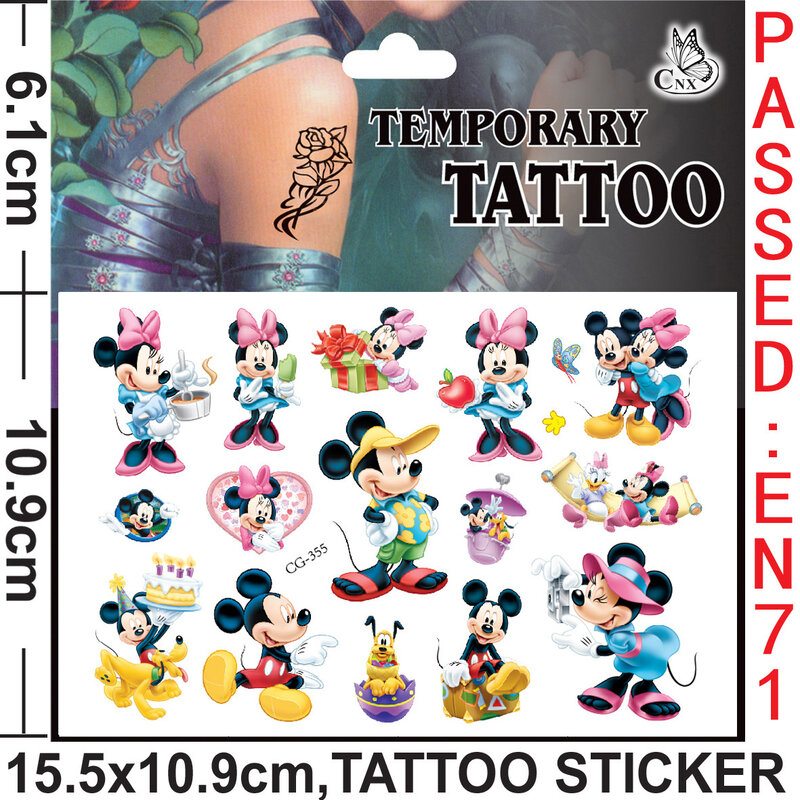 1 Stück Disney Mickey Minnie Maus Kinder Tattoo Aufkleber Anime Figur Cartoon Mädchen Geburtstags geschenk Körper kunst wasserdichte Tattoo Aufkleber