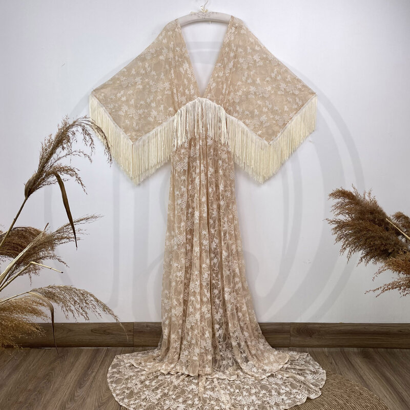 Женское свадебное платье с кисточками Don & Judy, Элегантное Длинное Платье с V-образным вырезом, кружевное богемное платье по индивидуальному заказу