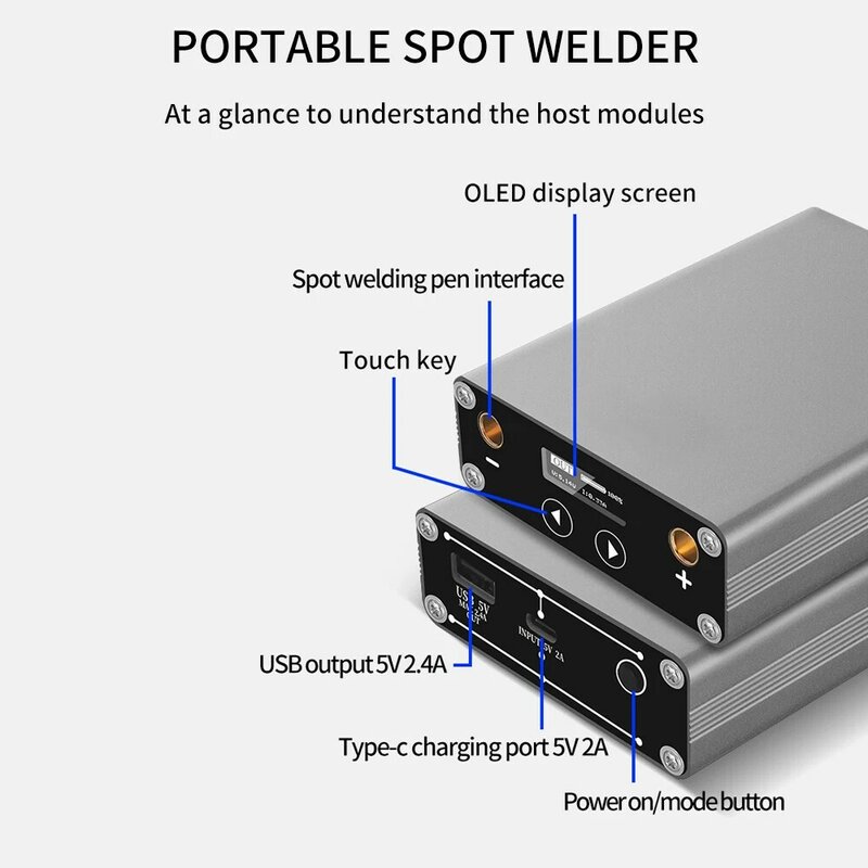 Pengelasan Spot 30 gigi layar OLED yang dapat diatur 5000mAh Lipo termasuk untuk maks 0.15mm Strip nikel DH-30 Las Spot portabel