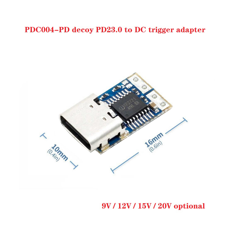 PDC004-PD Decoy Module PD23.0 a DC DC Trigger Extension Cable QC4 Charger Type-C PD Decoy (12V)