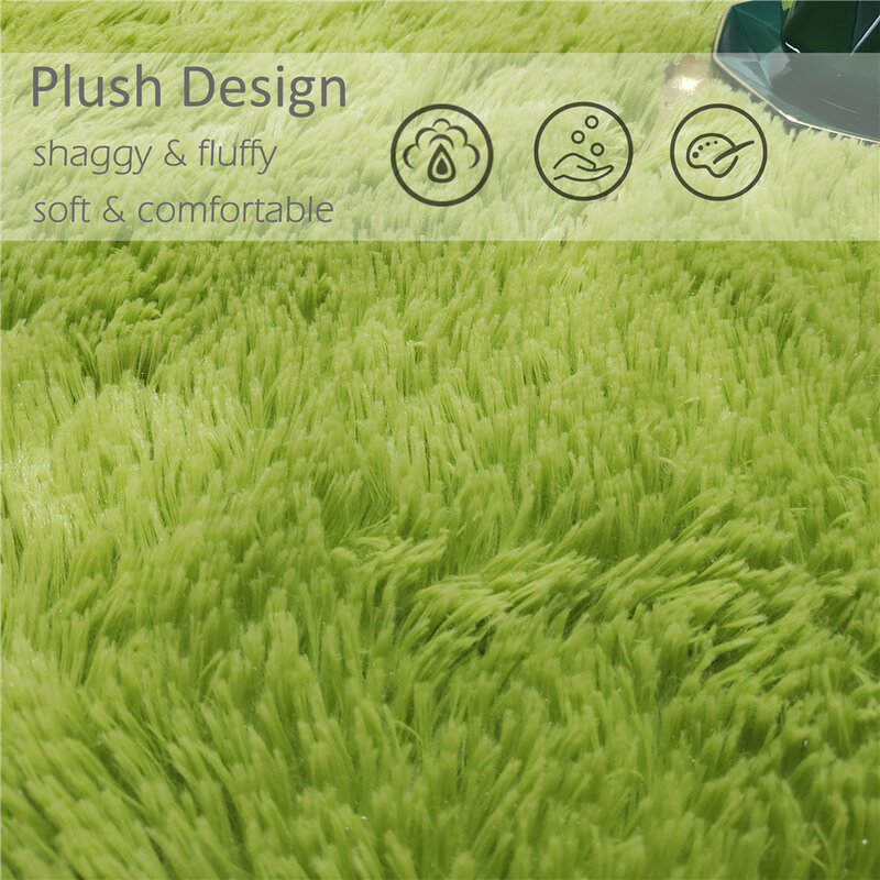 Round Plush Carpet For Living Room Green Shaggy Rug For Sofa Chair Long Hair Floor Mat Bathroom Decoration  Kids Rug Fluffy