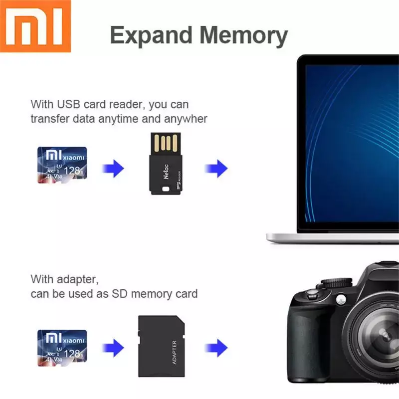 XIAOMI-Cartão Ultra Micro SD para Smartphone, Cartão de Memória, Classe 10, TF, SD, 512GB, 256GB, 32GB, 64GB, 128GB, 1TB, Original
