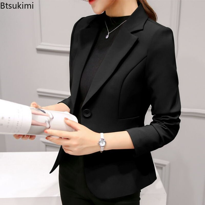 Elegante jaqueta de escritório feminina, blazer de trabalho de manga cheia, casaco casual feminino, 6 cores disponíveis, roupas femininas, 2022