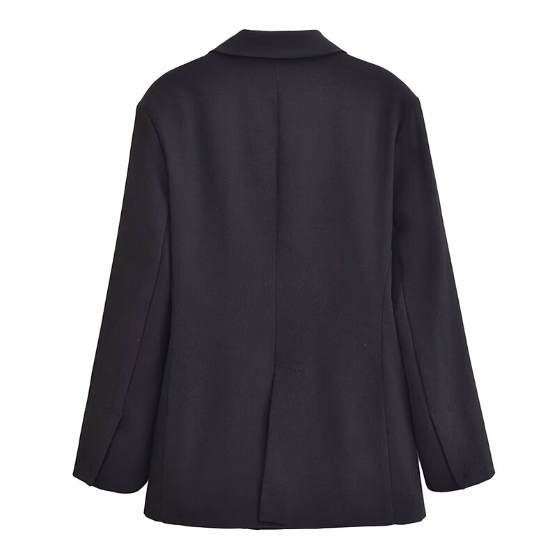 Design assimétrico feminino blazer de peito duplo fino, casaco vintage de manga longa, casacos femininos, moda chique, novo, 2023