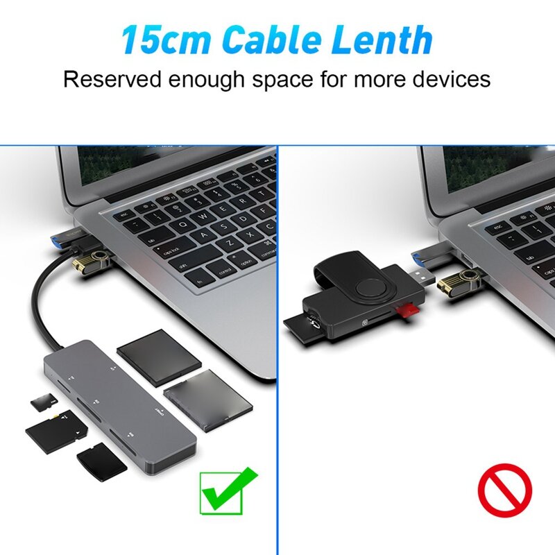 Pembaca kartu multifungsi USB 3.0, pembaca kartu USB 5 dalam 1 Cfast/CF/XD/SD/TF untuk PC Laptop Aksesori