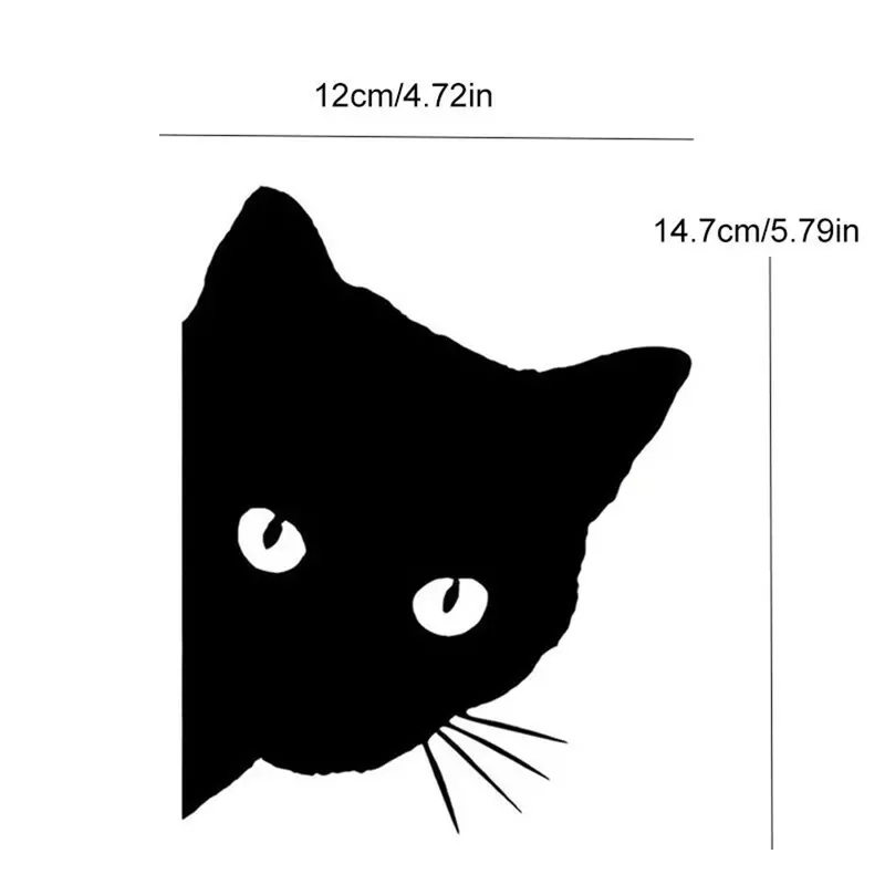 Pegatina de cara de gato negro para coche, calcomanía automotriz, decoración de ventana, pegatina reflectante, pegatina de puerta, 12x15cm