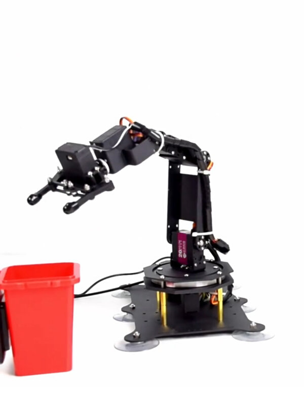 Zwarte 6 Dof Robotarm 180/360 Graden Metalen Klauw Roterende Basis Voor Arduino Esp32 Robot Diy Kit Ps2 Handvat Programmeerbare Robotarm