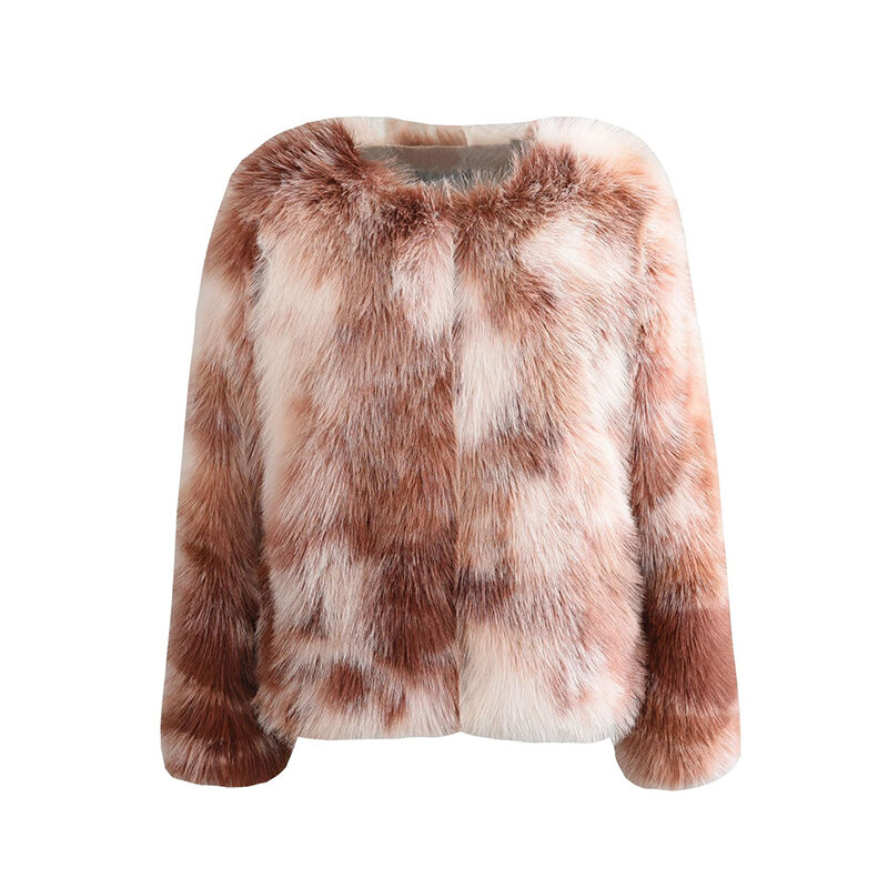 Jaqueta fofa de pele de raposa para mulheres, cardigã de pelúcia feminina, casaco curto feminino, elegante, alta qualidade, inverno, 2023