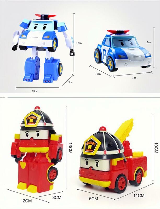 폴리 자동차 어린이 로봇 장난감, 변형 차량, 만화 애니메이션 액션 피규어 장난감, 어린이 선물, 6 개 세트
