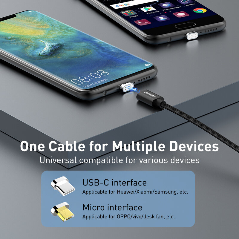 JianHan-Cable Micro USB magnético tipo C para Xiaomi, LG, Samsung, carga rápida 3A