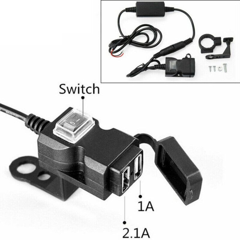 Motorcycle Phone Charger Double USB Car Waterproof Switch Car Charger Retrofit Durable Motorcycle Electronics Accessories Parts