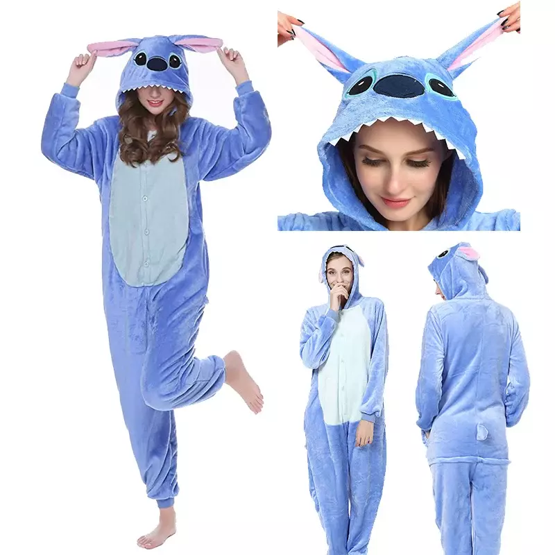 Lilo Stitch Cosplay Costume Disney Ponto Pijama para Adultos Animal Pijama Dos Desenhos Animados Traje Menino Menina Cosplay Pijamas Inverno
