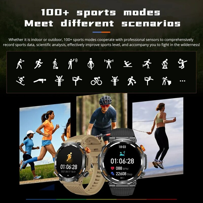 [2024] COLMI V68 1,46 ''HD Дисплей Смарт-часы 100 спортивных режимов компас фонарик Мужские Военные класса твердость Смарт-часы