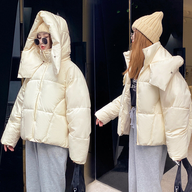 Parka acolchada de algodón con capucha para mujer, abrigo holgado y grueso, chaqueta cálida con cremallera, moda elegante, novedad de invierno, 2024