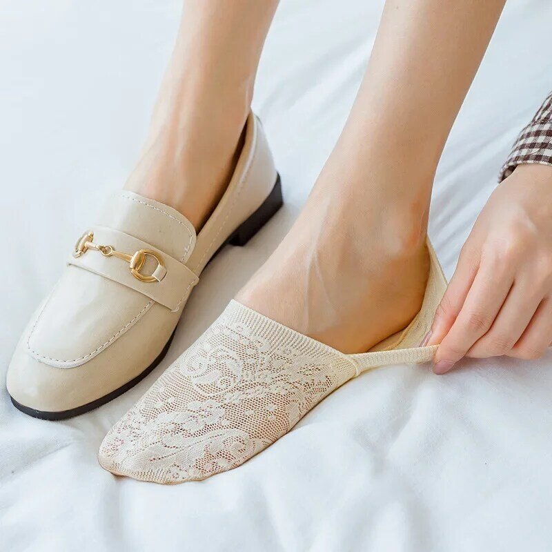 Mode Meisjes Zomer Sokken Stijl Kant Bloem Korte Sok Antislip Onzichtbare Enkel Sokken Nieuwe Japanse Korte Buis
