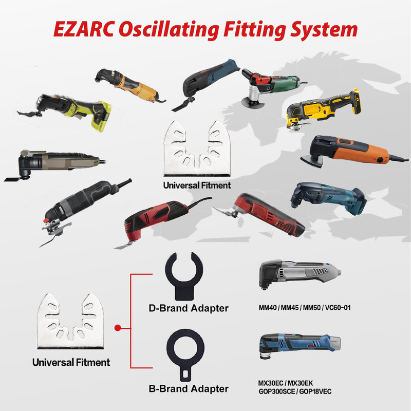 EZARC Set pisau alat berosilasi berlian, untuk penghilangan Grout Mortar dan potongan ubin lembut untuk renovasi rumah pisau Multi pemotong 4 buah