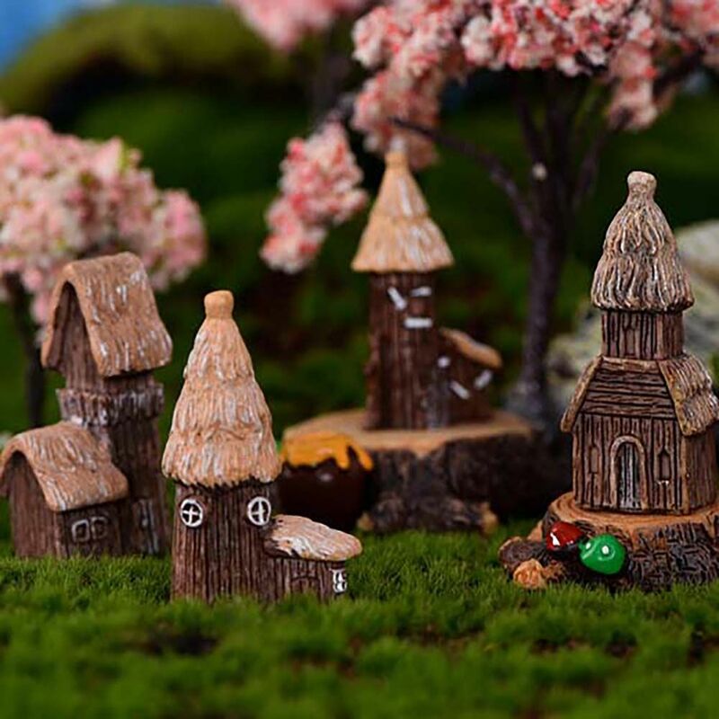 Rękodzieło zamek dekoracja domu DIY prezent ozdoby pastoralna figurka miniaturowy domek bibeloty dekoracja do tła
