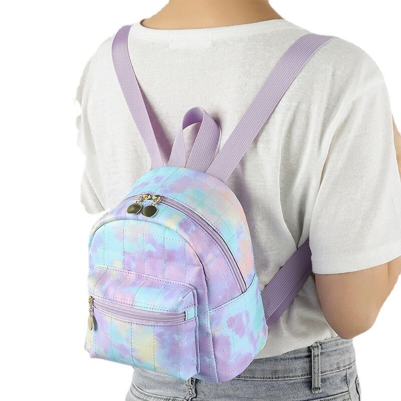 Mini mochila de PU para mujer, mochila ligera de gran capacidad con cremallera, bolso escolar pequeño para exteriores