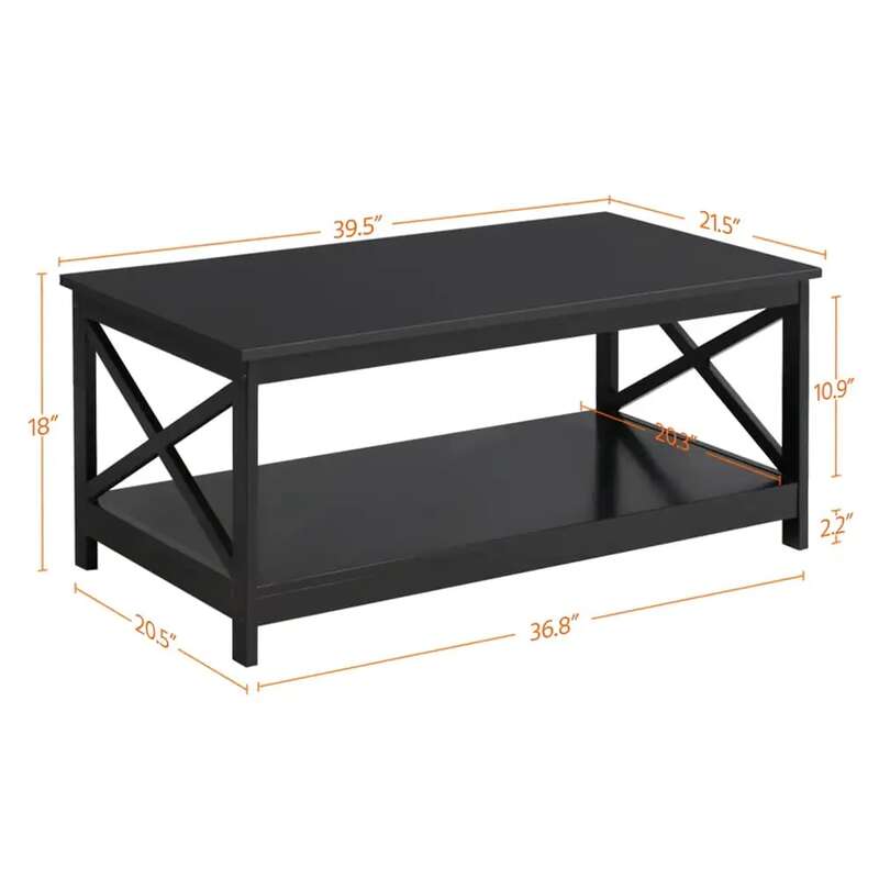 Table basse rectangulaire en bois X-Design, étagère de rangement, plusieurs couleurs, moderne