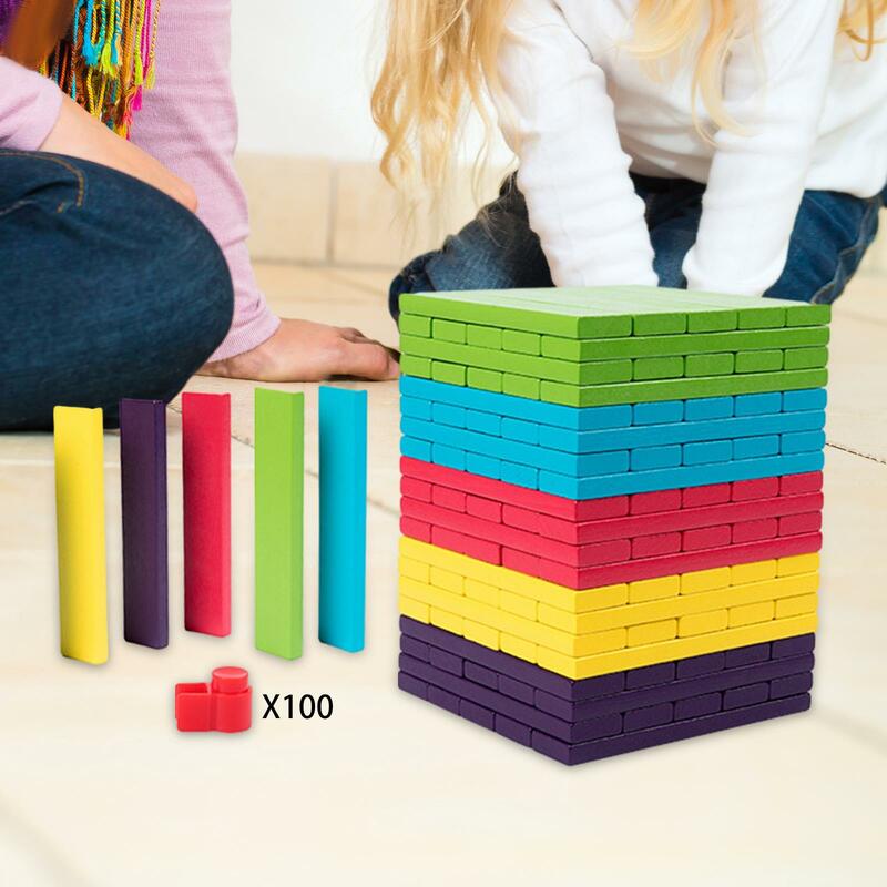 100 elementów drewniane bloczki układanie klocków do gry edukacyjne DIY zestawy do budowania gry planszowe na imprezy festiwalowe w wieku 3-6 lat
