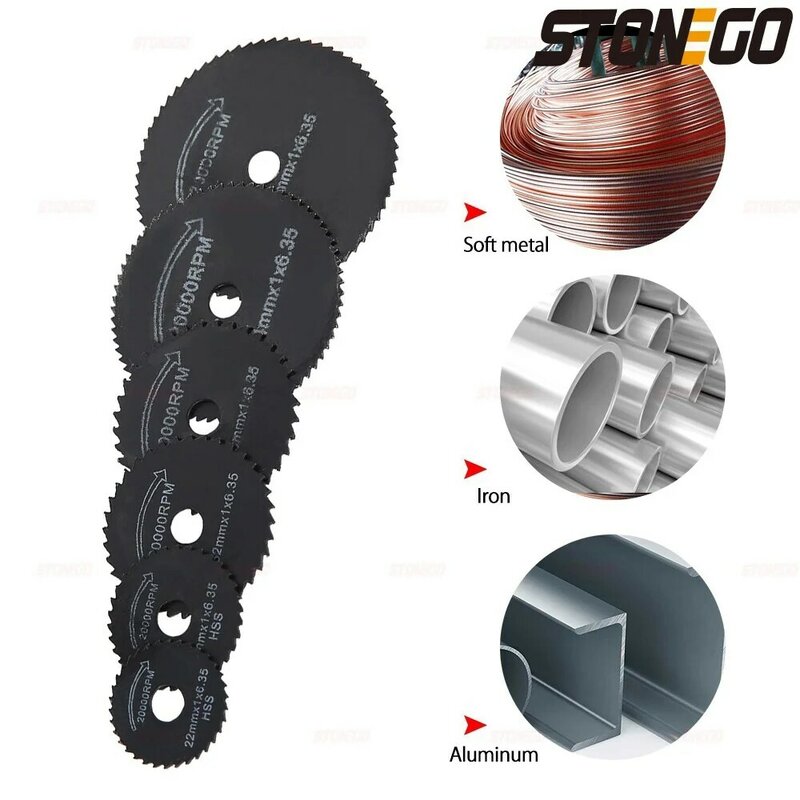 STONEGO 7Pcs/Set HSS Circular Saw Blade High Speed Steel Woodworking Cutting Discs for Woodworking Rotary Tool