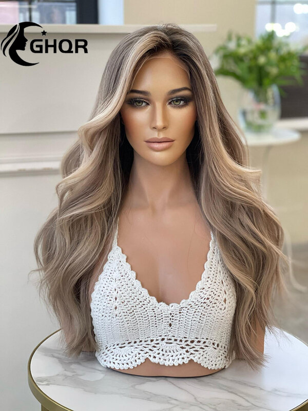 Lace Front Highlight Human Hair Wigs natural wave Hd Transparent Full Lace Pre Plucked Blonde 13x6 Lace Frontal Wig Human Hair