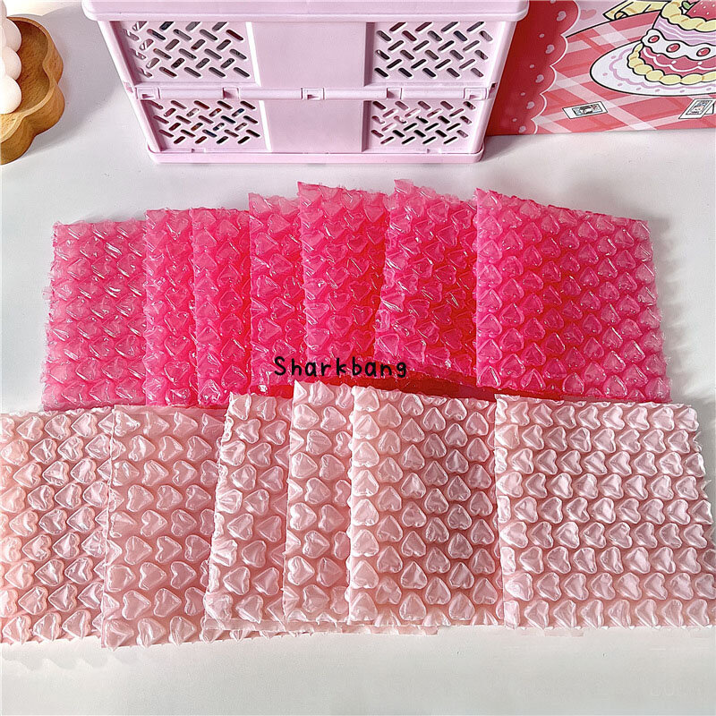 Sharkbang 10pcs/Pack INS Heart Bubble Bags Girls Stationery Packing Bag Envelope Mailer Courier Shipping Bags Pink Rose