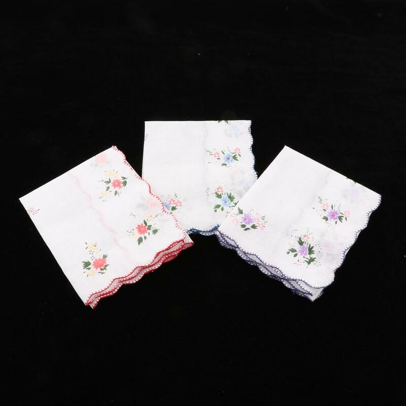 3 szt. Damskie chusteczki koronkowe chusteczki kieszonkowe kwadratowe chusteczki kwiatowe chustki