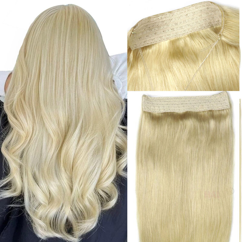 Chocala 16"-28" Brazilian Remy Halo Human Hair Extensions 100g-200g  Natural Fish Wire Line In One Piece Human Hair Extensions