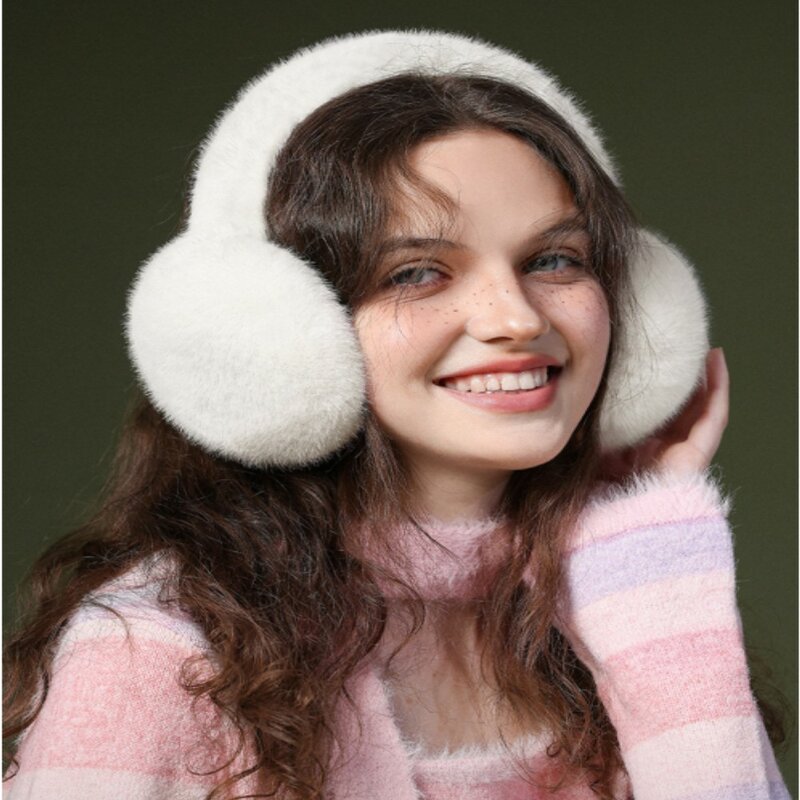 Orejeras de felpa suave para hombres y mujeres, orejeras de protección contra el frío al aire libre, orejera cálida de invierno, moda, Color sólido