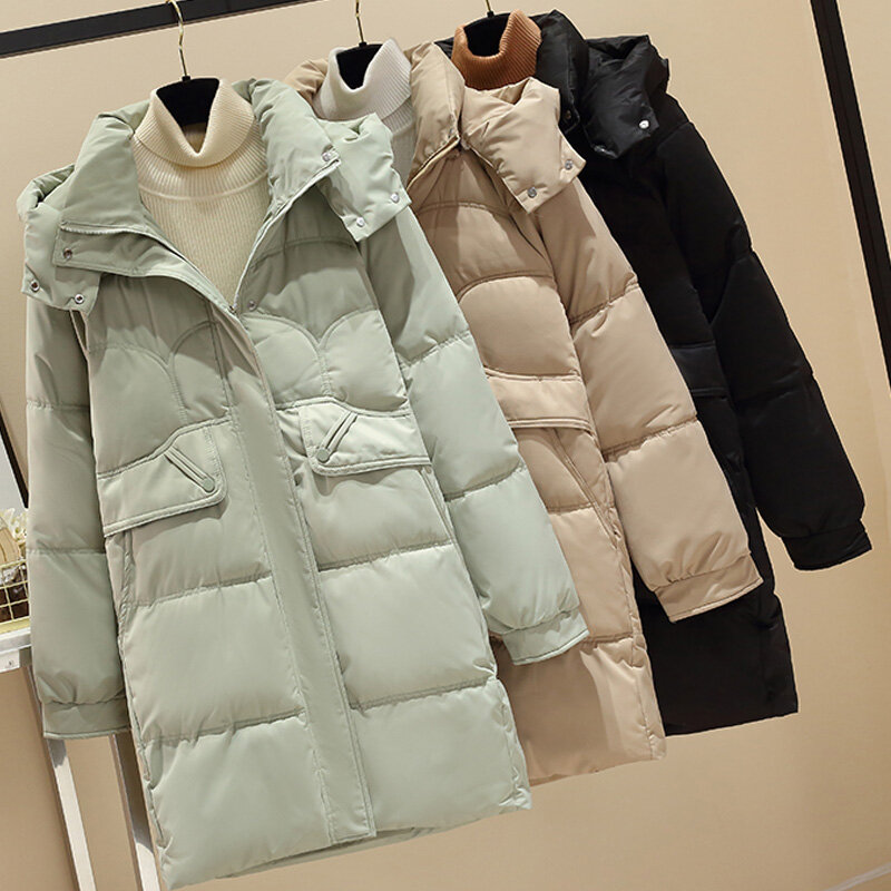 Chaqueta larga con capucha para mujer, abrigo holgado, impermeable, cálido, invierno, 2024