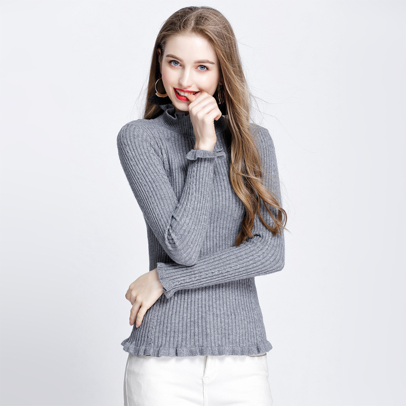 MRMT 2024 Brand New Women's Sweater Sweater With Half-High Collar And Agaric Lace Slim And Thick Bottoming Shirt Lady Tops