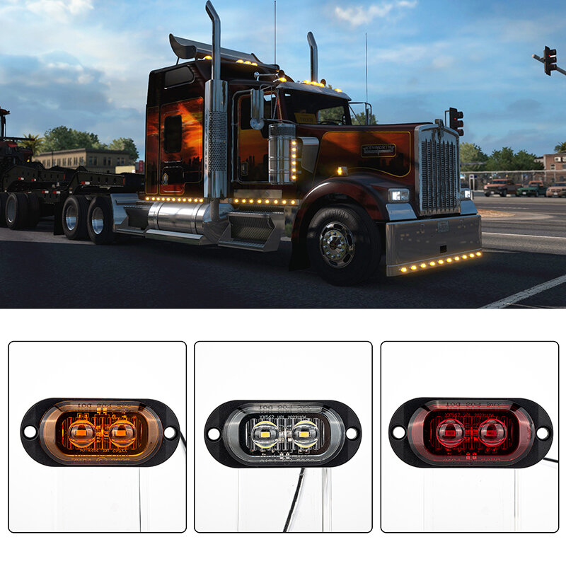 Enquêter de gabarit latéral à LED pour camion, remorque de voiture, réflecteur de marque DOT E8, lampe de dégagement pour camionnette, camion, automobile, bus, bateau, 12V, 24V