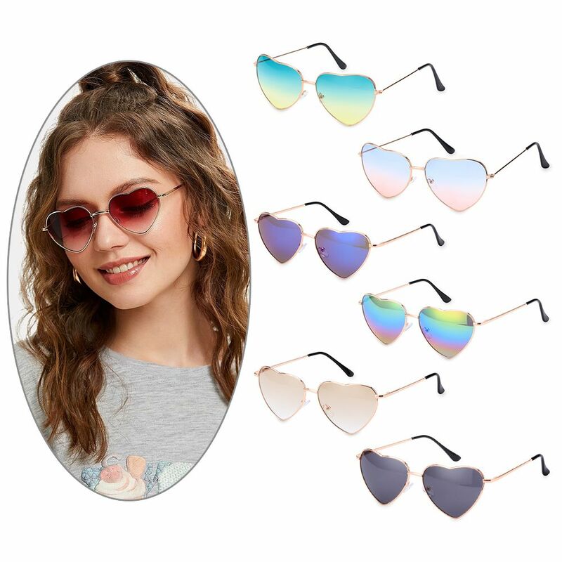 Lunettes de soleil en forme de cœur avec monture en métal nickel é, lunettes de soleil, lunettes d'extérieur, verres océArabes, robe de paupières