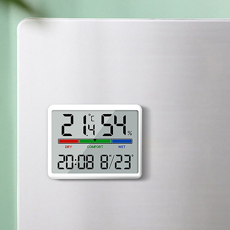 Multi-function Temperature Electronic Clock PVC LCD Display Digital Wall Clock Alarm Clock Time Temperature Display Thermometer