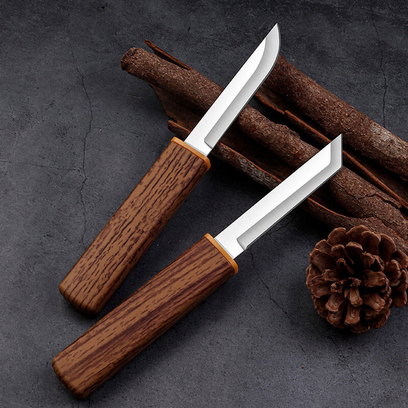 Cuchillo doble portátil de acero inoxidable de alta calidad, cuchillo doble de dragón de fruta y Fénix