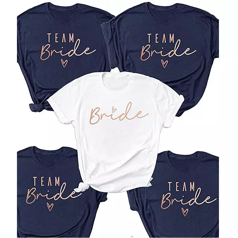 Team Bruid Vrijgezellenfeest Shirts Bruiloft Bruids T-Shirt Dames Mode Ronde Hals Kleding Bruidsmeisjes Kostuum Voorstel Cadeau