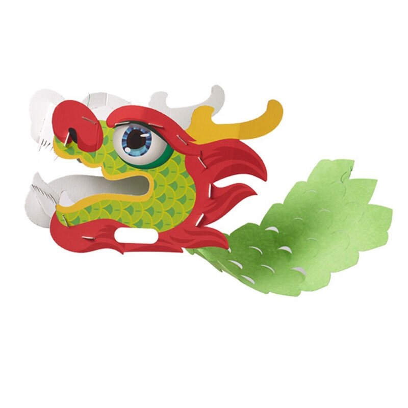 652F Handmade 3D Paper Dragon New Year Dragon Cosplay Props Interactive DIY Handicraft Kit Chinese Dragon Arts Party Supplies