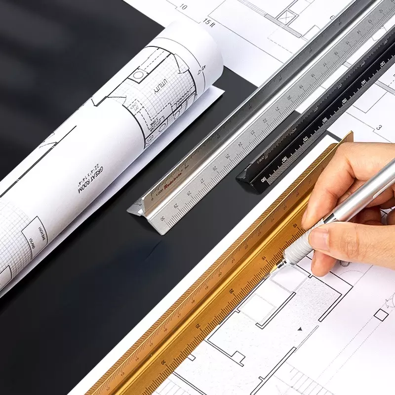 Dreieckige Aluminium Legierung Skala Gebäude Innere Design Zeichnung Solide Lineal Werkzeug Skala Genaue/Dauerhaft zu Tragen-beständig 30CM