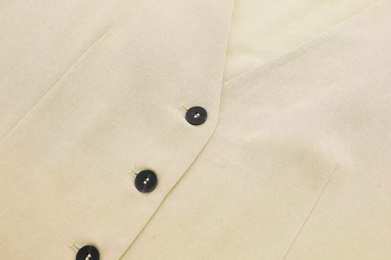 Gilet da donna con scollo a V Slim Fit 2024 New Fashion Side Split Design Retro Button up gilet da donna Chic Top + pantaloncini abito da donna