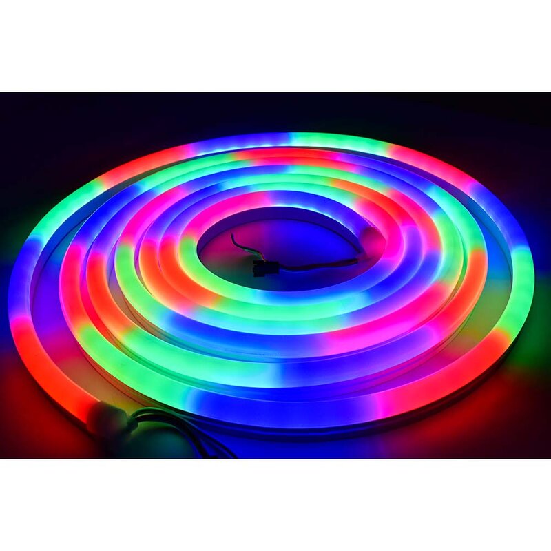Endereçável RGB LED Neon Strip Light, Soft Bend, Outdoor Neon Corda Luz, IP65, WS2811, 24V, 5m